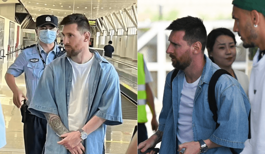 Messi llegó a Beijing en un avión privado junto con otros convocados para el amistoso, pero para sorpresa de muchos, Messi fue detenido por las autoridades migratorias chinas del aeropuerto.