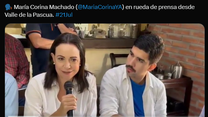 #21Julio María Corina Machado denuncia interferencias en su agenda en rueda de prensa en Valle de la Pascua