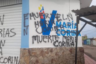 La sede del partido de María Corina Machado en Táchira, Venezuela, amanece con amenazas de muerte, presuntamente del grupo terrorista colombiano, Ejército de Liberación Nacional (ELN).