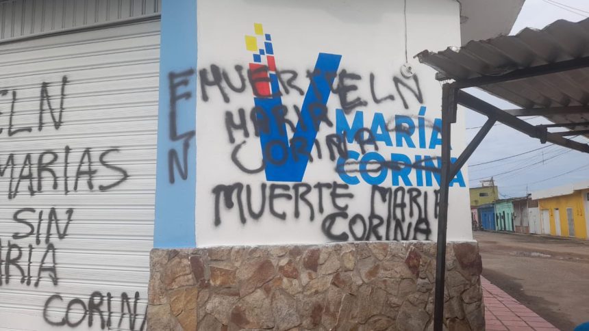 La sede del partido de María Corina Machado en Táchira, Venezuela, amanece con amenazas de muerte, presuntamente del grupo terrorista colombiano, Ejército de Liberación Nacional (ELN).