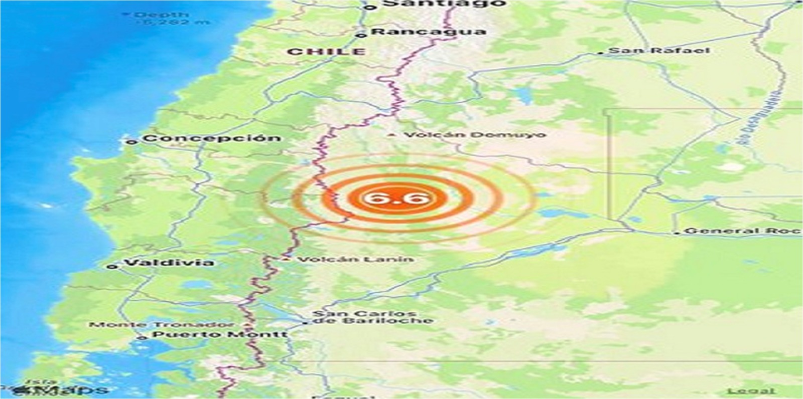 Reportan sismo de magnitud 6.6 en Chile