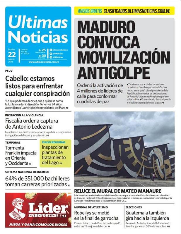 Titulares destacados de la prensa nacional para el 22 de agosto