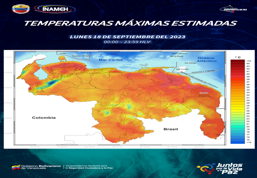 Se esperan lluvias o chubascos algunas de ellas con actividad eléctrica en zonas del estado Amazona,  llanos occidentales, los Andes, Cojedes y  en el Zulia.