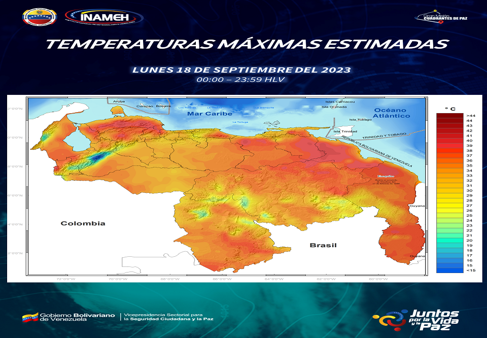 Se esperan lluvias o chubascos algunas de ellas con actividad eléctrica en zonas del estado Amazona,  llanos occidentales, los Andes, Cojedes y  en el Zulia.