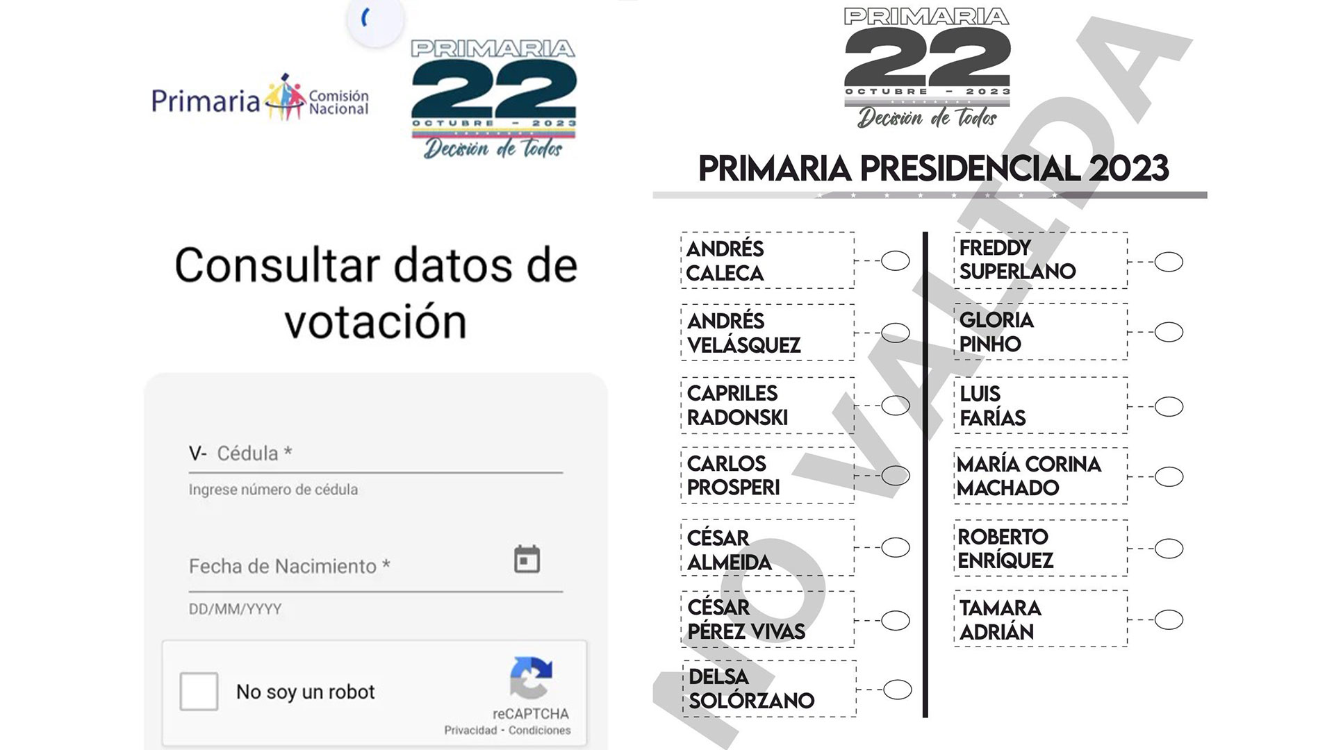 La boleta electoral para la primaria opositora en Venezuela será así