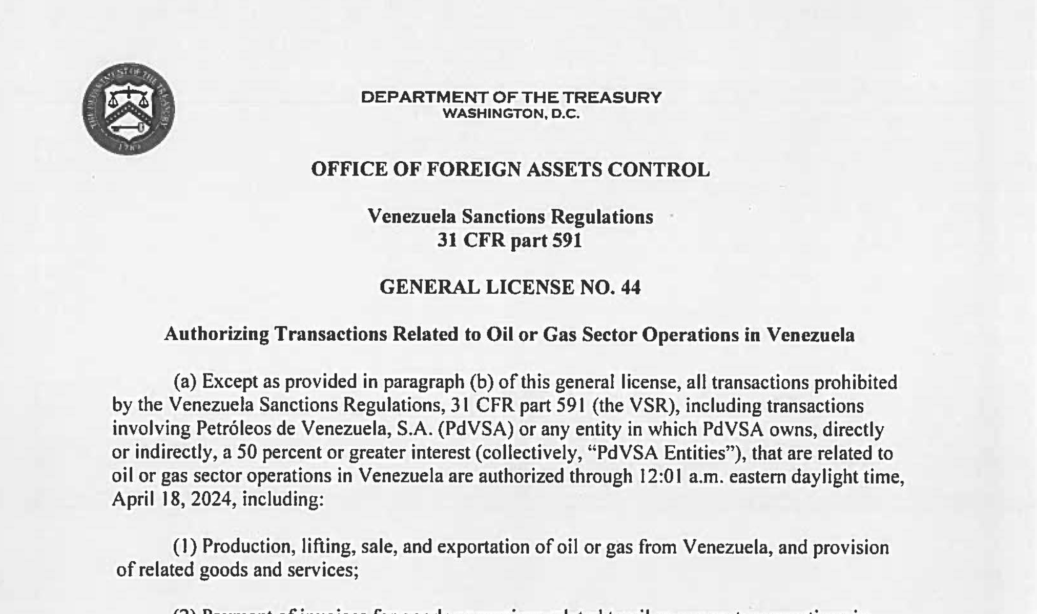 El Gobierno de Estados Unidos decide levantar las sanciones impuestas a Venezuela