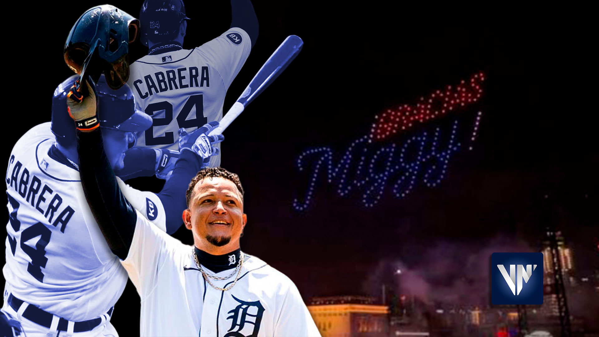 El espectáculo de drones que los Tigres de Detroit le hicieron a Miguel Cabrera