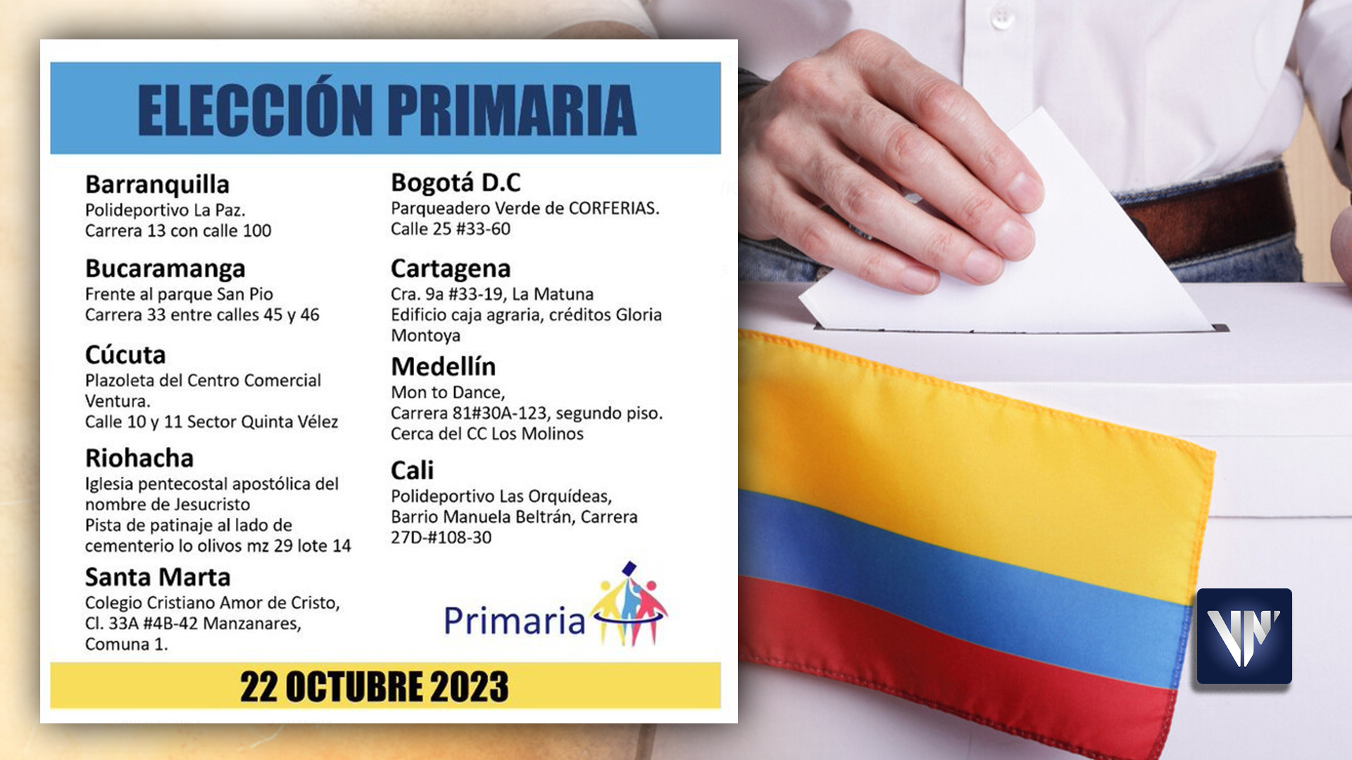 Se anuncian nuevos centros de votación en Colombia para las primarias