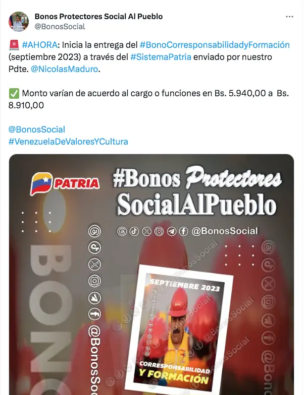 Bono de $200 por Patria