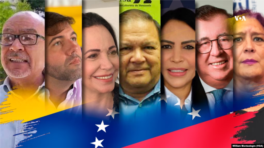 Fotocomposición de los candidatos principales para la primaria presidencial opositora del 22 de octubre en Venezuela.