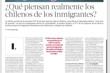 Las recientes cifras del Centro de Estudios Públicos (CEP) han avivado el debate nacional sobre la inmigración, un tema que sin duda sigue polarizando a la sociedad chilena.