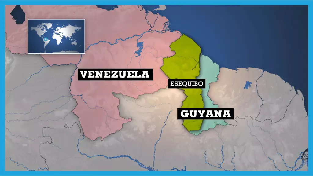 ¿Cuáles son los elementos presentes en la zona de reclamación en disputa entre Venezuela y Guyana?