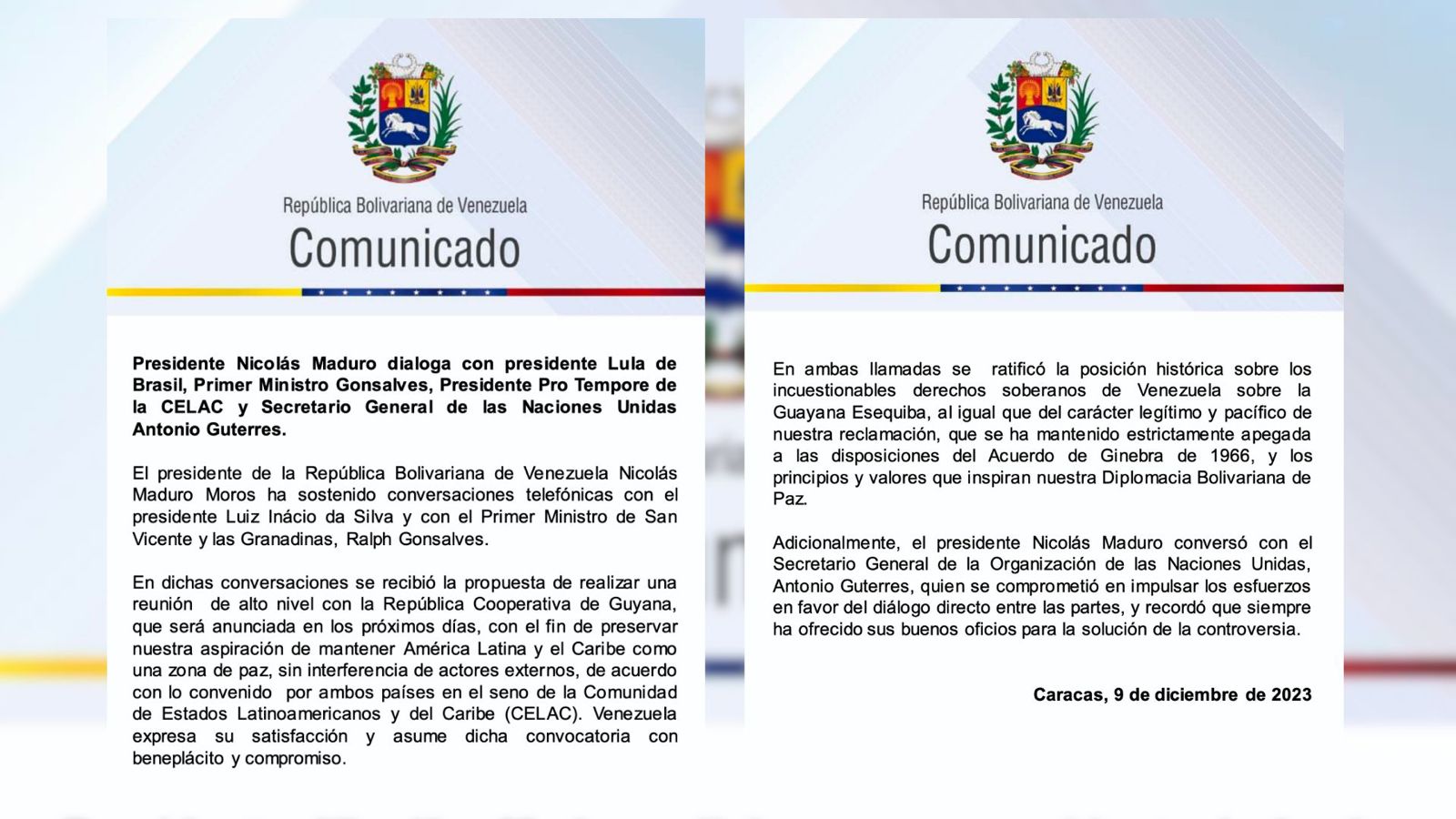 Maduro conversa con Lula y Gonsalves acerca de la disputa territorial de Guayana Esequiba