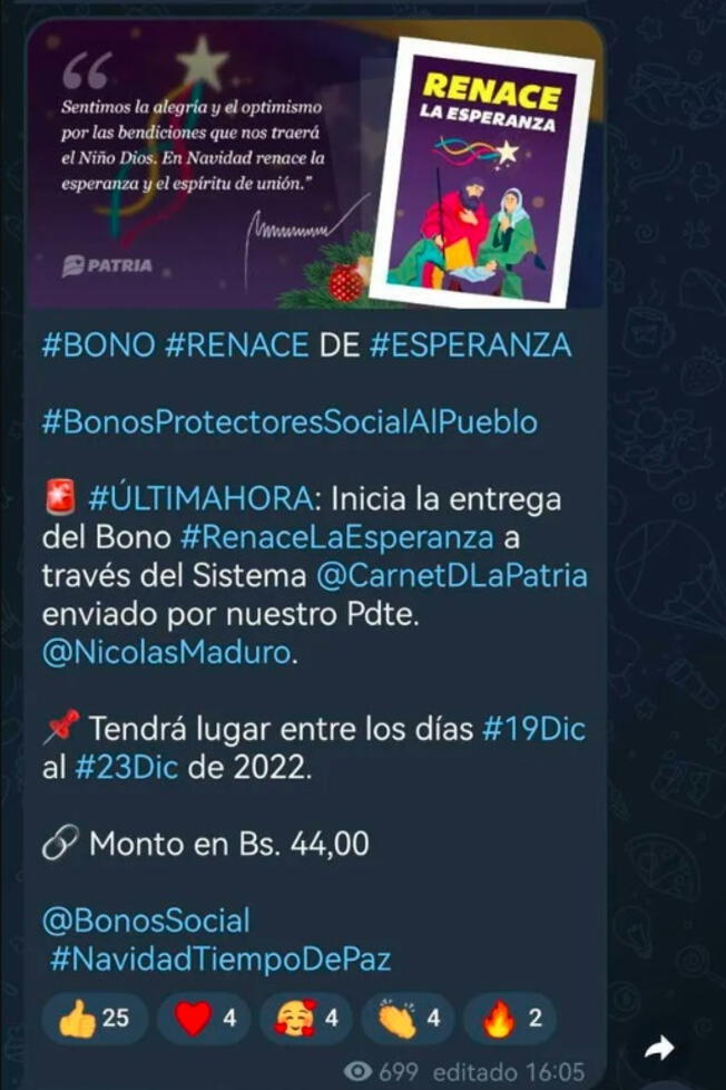 BONO RENACE LA ESPERANZA 2023