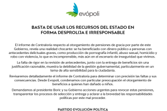 Evópoli exige rectificación gubernamental ante irregularidades en pensiones de gracia