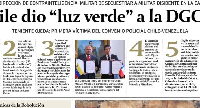 Prensa venezolana: Chile dio «luz verde» a secuestro de teniente