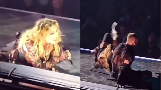 Madonna se cae durante un concierto y el video se viraliza