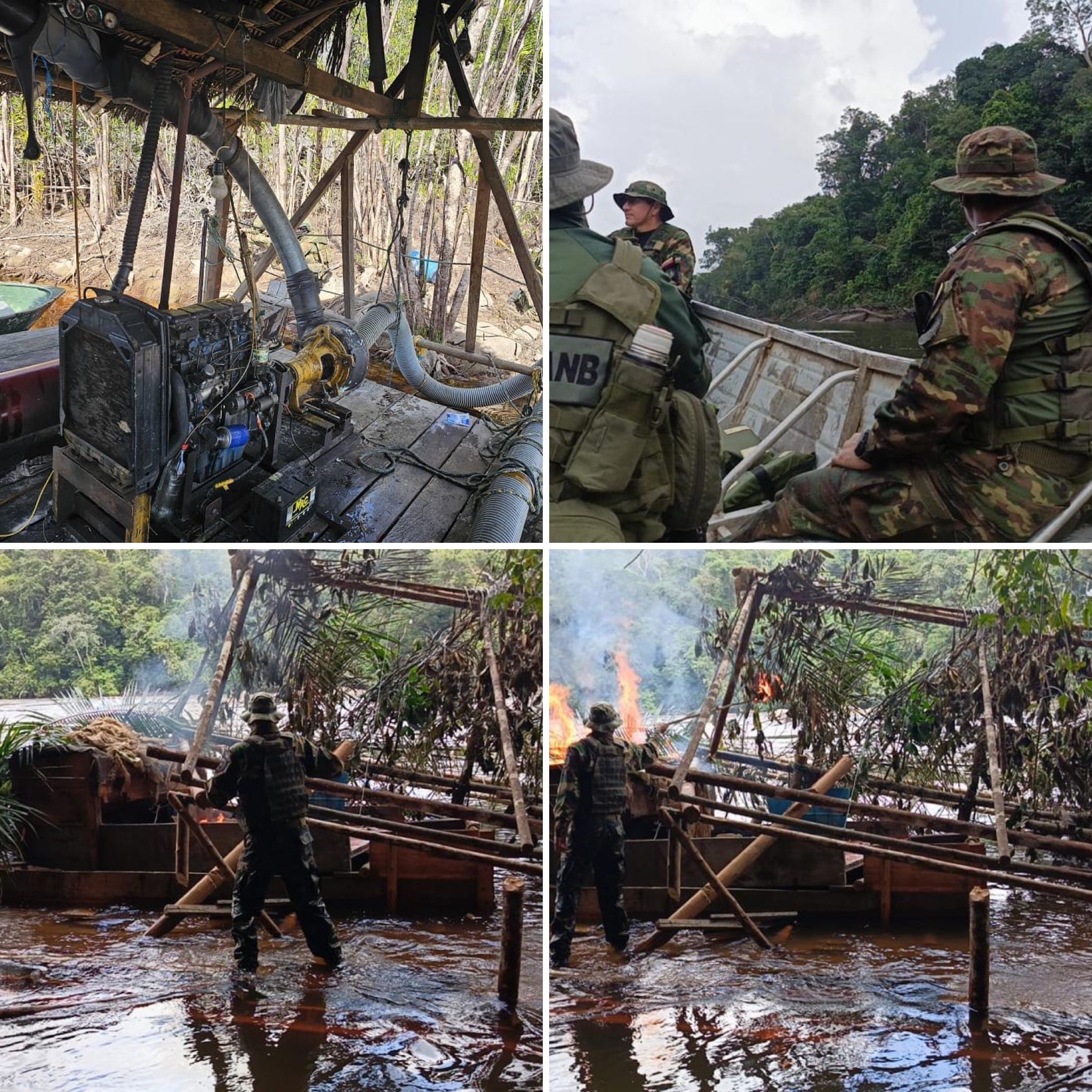 Operativo militar elimina campamentos de minería ilegal en la Amazonía