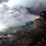 Margarita: Vehículo de Corpoelec se volcó e incendió en Las Barrancas