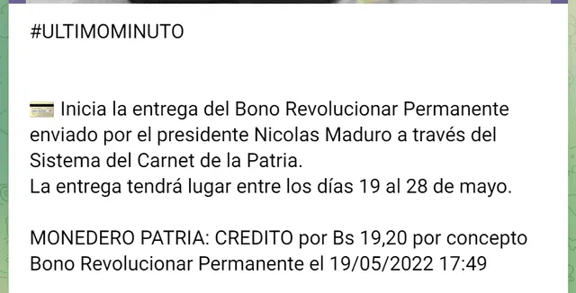 BONO REVOLUCIONAR PERMANENTE ABRIL 2024: MONTOS + ÚLTIMAS NOTICIAS