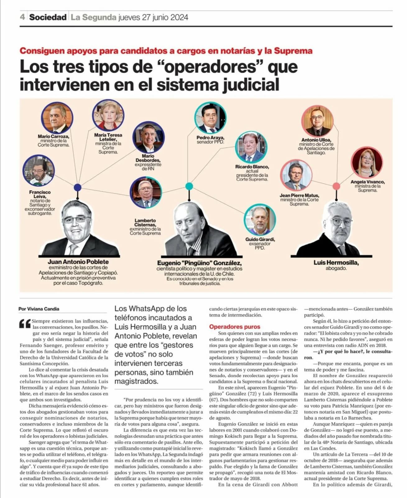 La Segunda: Los tres tipos de “operadores” que intervienen en el sistema judicial chileno