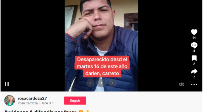 Urgente: Joven de Antolín del Campo, Isla Margarita, Desaparecido en el Darién