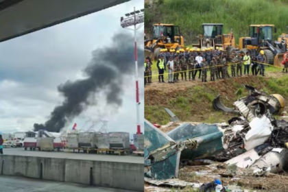 Las imágenes de las cámaras de seguridad, difundidas en redes sociales, muestran el momento en que la aeronave se precipita a tierra y estalla en llamas.