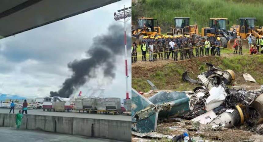 Las imágenes de las cámaras de seguridad, difundidas en redes sociales, muestran el momento en que la aeronave se precipita a tierra y estalla en llamas.