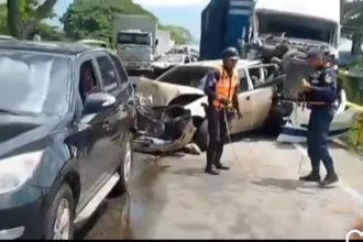 Accidente múltiple en la autopista Cimarrón Andresote, a la altura de la población de Guama, municipio Sucre del estado Yaracuy