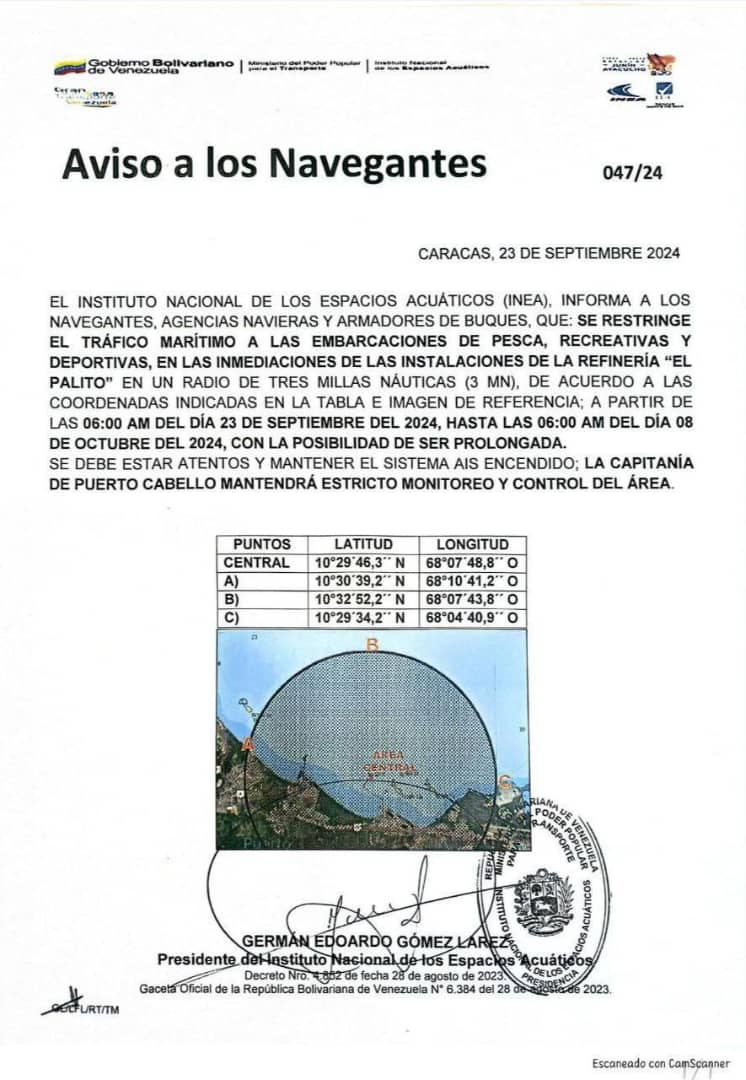 INEA restricciones Puerto Cabello