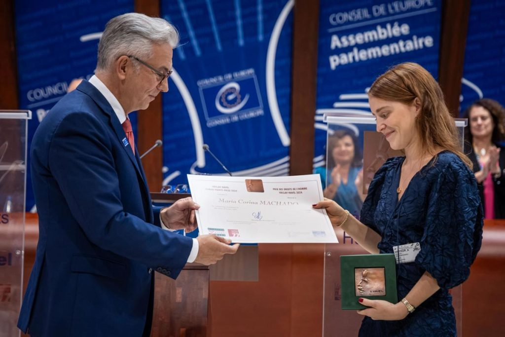 María Corina Machado gana el premio Václav Havel de Derechos Humanos