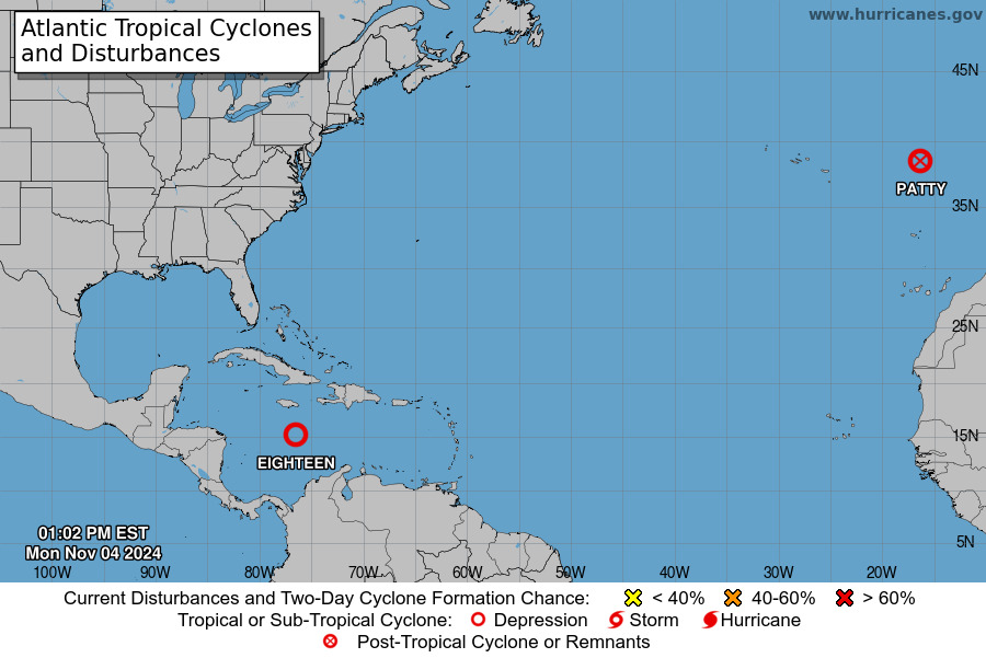 Se forma depresión tropical 18 y NHC estima que se transforme en huracán