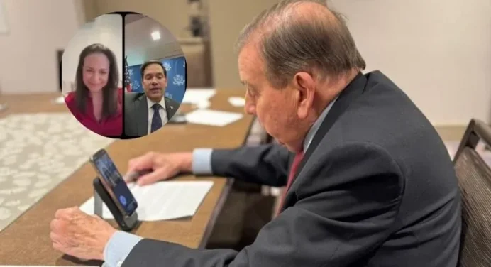 Videollamada entre María Corina, Edmundo y Marco Rubio
