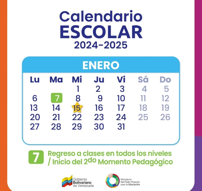 Calendario escolar 2024-2025 (ENERO)