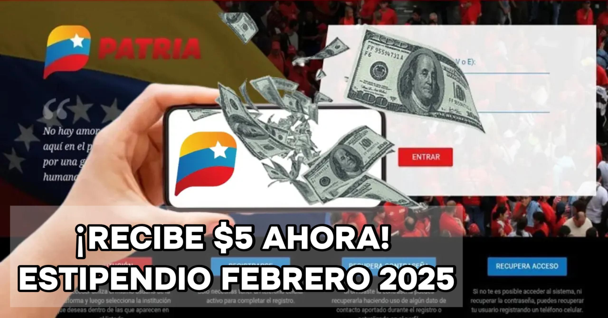 ¡Recibe US$ 5 Ahora! Estipendio Feb-2025: Pago en Plataforma Patria
