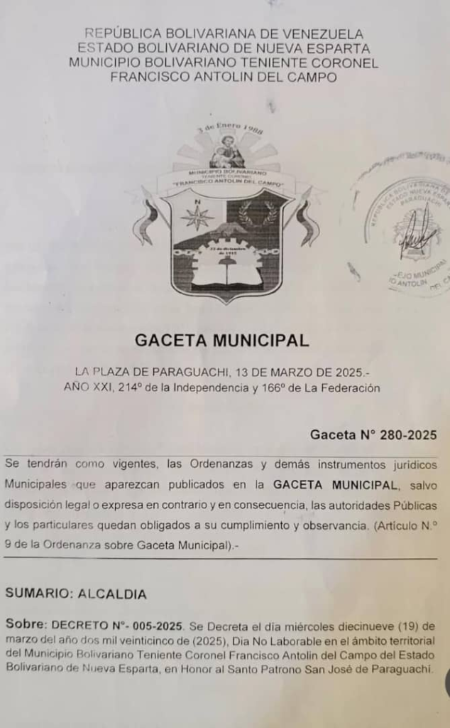 Declaran júbilo no laborable en Antolín por Dia de San José