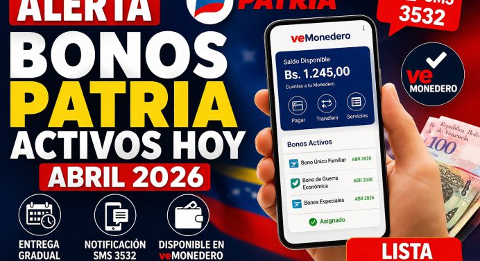 Alerta: Bonos de la Billetera Patria activos hoy abril 2026 (Lista actualizada)