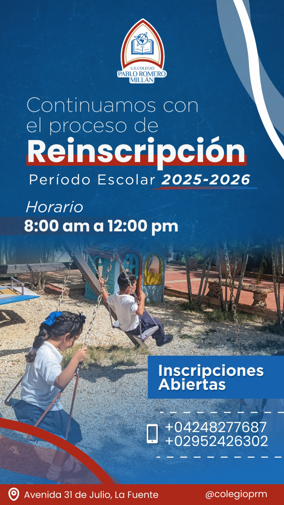 Reinscripción Abiertas 2025-2026 en el Colegio PRM en Nueva Esparta