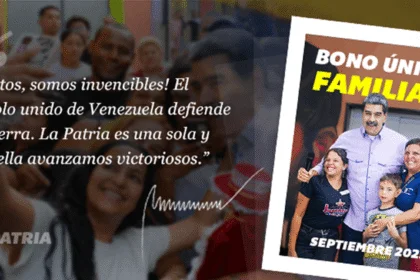 Inicia la entrega del Bono Único Familiar en Venezuela septiembre 2025