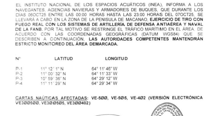 ¡Atención! Anuncian ejercicios militares en Macanao y Los Frailes