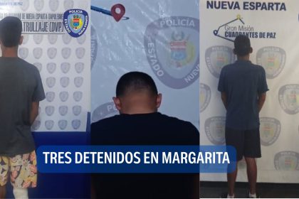 Tres detenidos en Margarita por homicidio, robo y drogas
