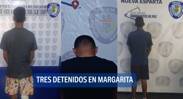 Tres detenidos en Margarita por homicidio, robo y drogas
