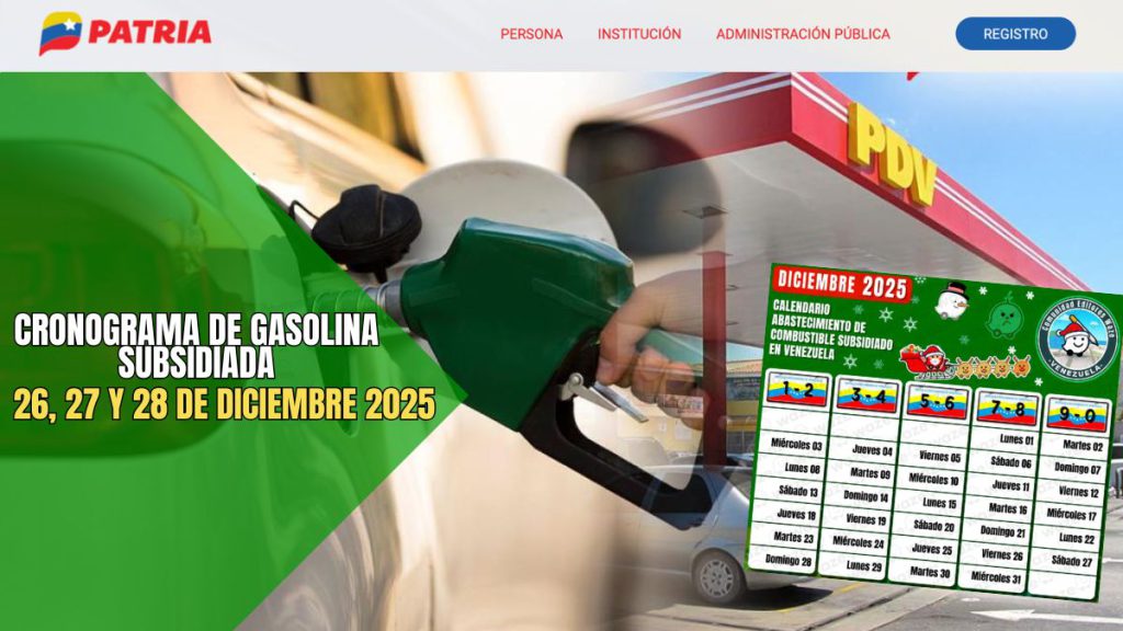Cronograma oficial gasolina subsidiada: ¿Qué placas surten el 26, 27 y 28 de diciembre?