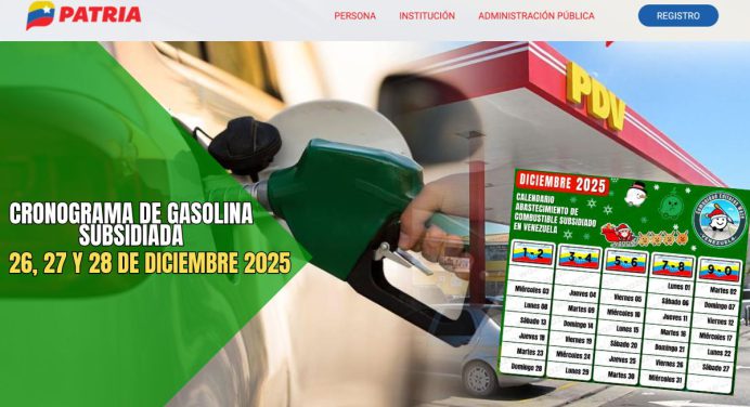 Cronograma oficial gasolina subsidiada: ¿Qué placas surten el 26, 27 y 28 de diciembre?
