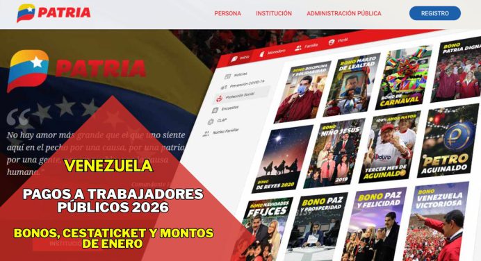 Pagos Especial a Trabajadores Públicos 2026: Bonos, Cestaticket y Montos oficiales