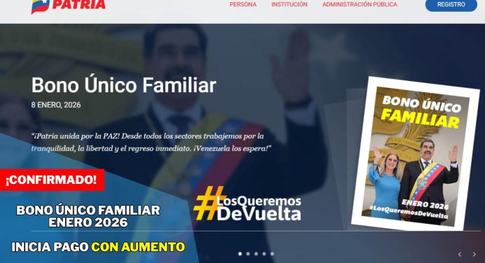 Confirmado: Inicia pago del Bono Único Familiar Enero 2026 con AUMENTO