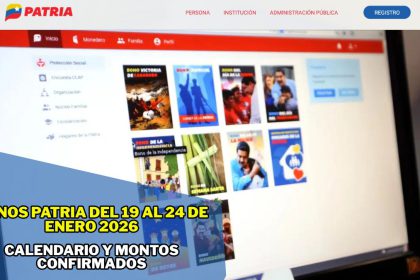 Bonos Patria del 19 al 24 de Enero 2026: Calendario y Montos confirmados