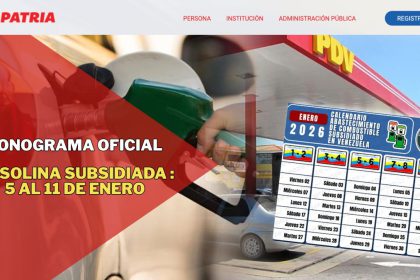 Cronograma Oficial Gasolina Subsidiada del 5 al 11 de enero 2026: Placas y Fechas
