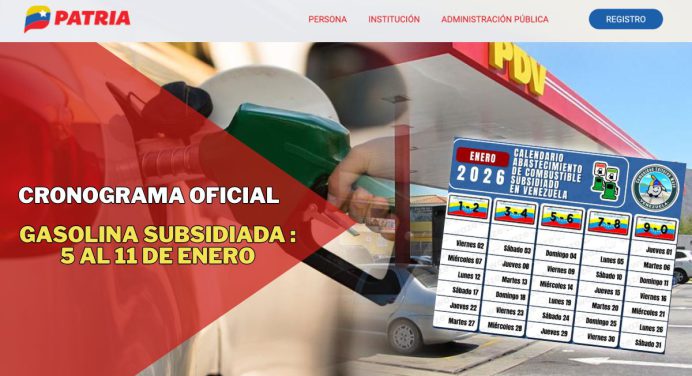 Cronograma Oficial Gasolina Subsidiada del 5 al 11 de enero 2026: Placas y Fechas