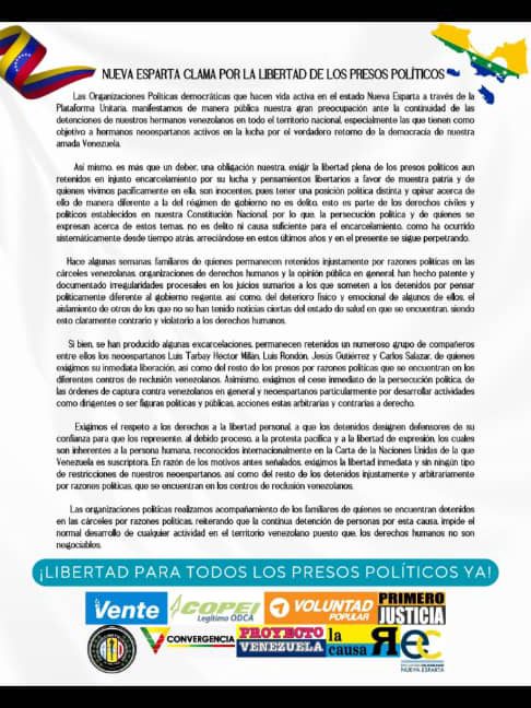 Liberados tras causa política se desligan de apoyo partidista